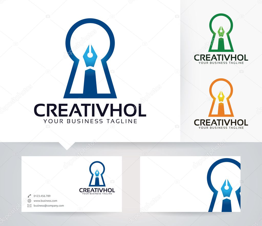 Creative Hole vector logo with alternative colors and business card template