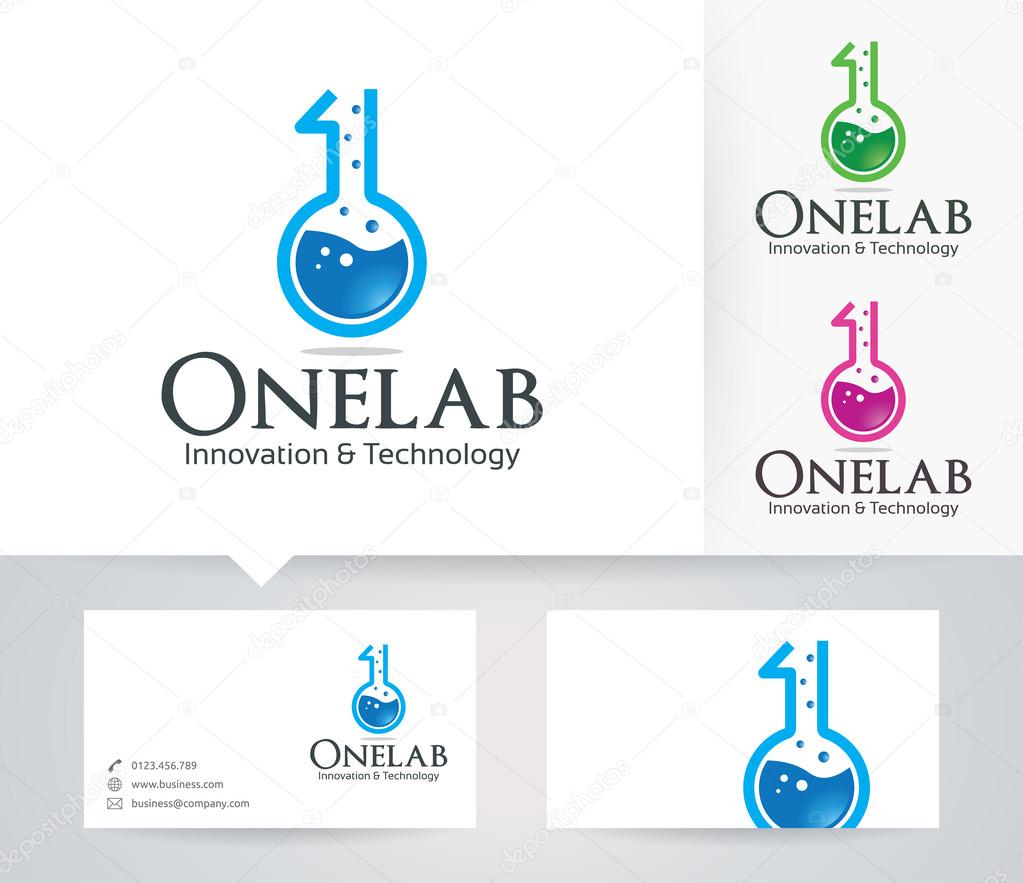 One Lab vector logo with alternative colors and business card template