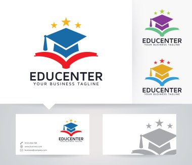 Eğitim Merkezi vektör logosu ile kartvizit şablonu
