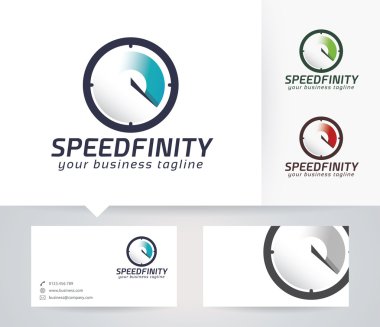 Speed Infinity vector logo with business card template clipart