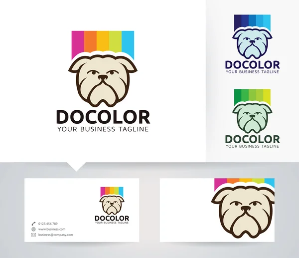 Logotipo de vector de color perro con plantilla de tarjeta de visita — Vector de stock