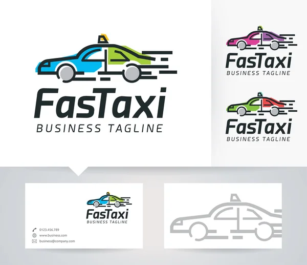 Logo vectoriel Taxi rapide avec modèle de carte de visite — Image vectorielle