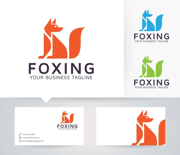 Foxing vektor logotypen med visitkortsmall — Stock vektor