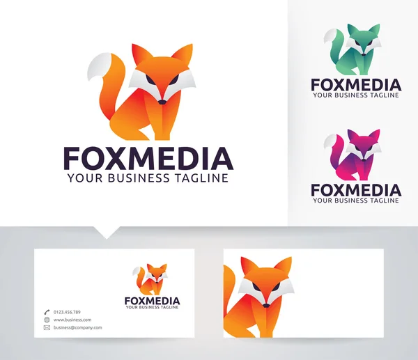 Logo vectoriel Fox Media avec modèle de carte de visite — Image vectorielle