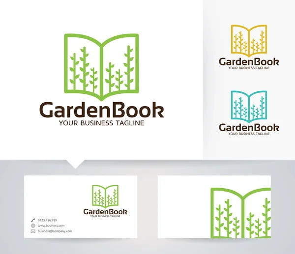 Logo vectoriel Garden Book avec modèle de carte de visite — Image vectorielle