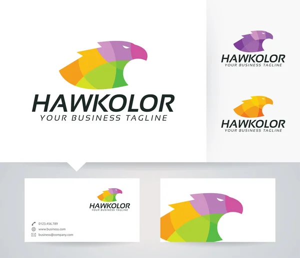 Hawk logotipo do vetor de cor com modelo de cartão de visita —  Vetores de Stock