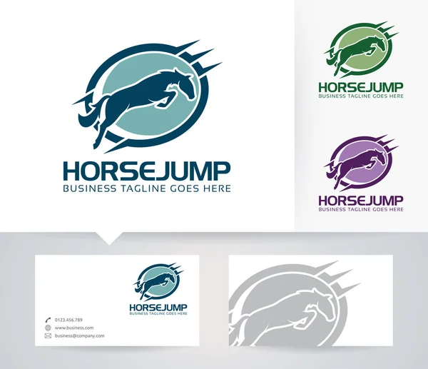 Logo vectoriel Horse Jump avec modèle de carte de visite — Image vectorielle