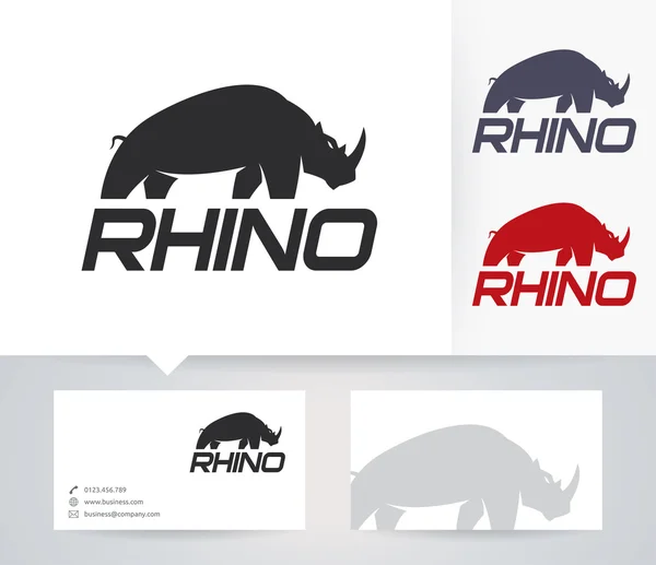 Rhino vektor logotypen med visitkortsmall — Stock vektor