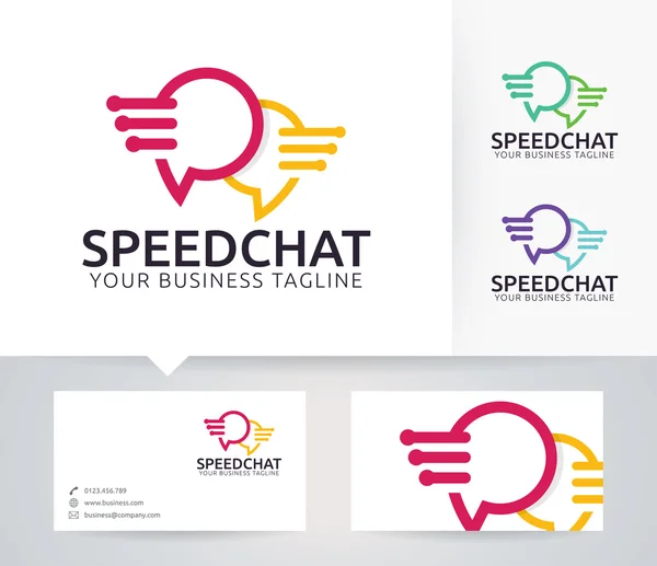 Snelheid Chat vector logo met de sjabloon voor visitekaartjes — Stockvector