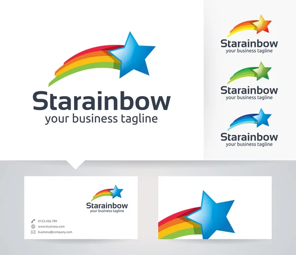 Star Rainbow vector logo with business card template — Stock Vector