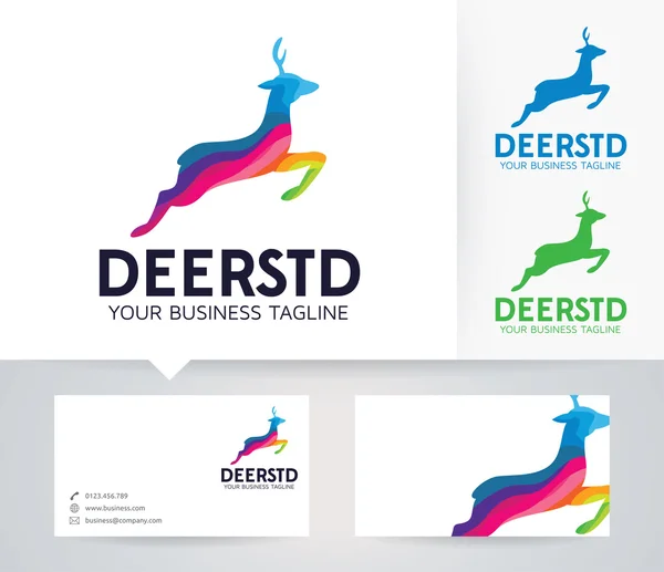 Logotipo do vetor Deer Studio com modelo de cartão de visita —  Vetores de Stock