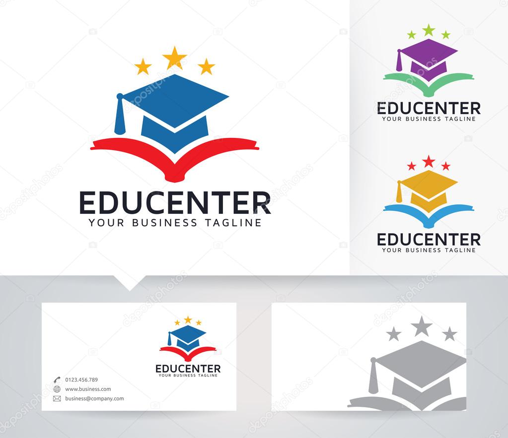 Education Center vector logo with business card template