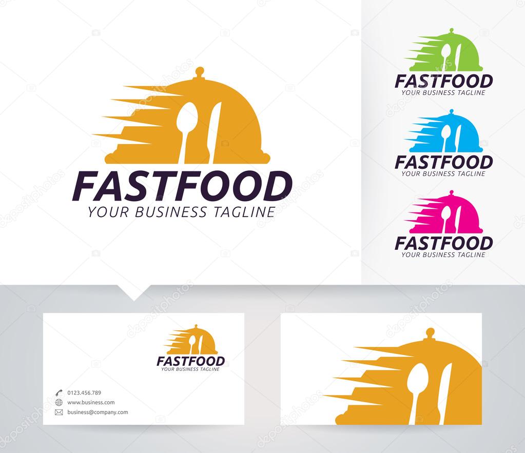 Fast Food vector logo with business card template