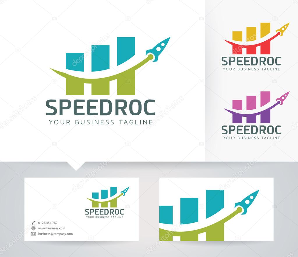 Speed Rocket vector logo with business card template