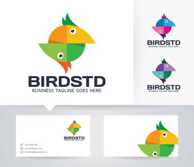 Kuş Studio vektör logosu ile kartvizit şablonu