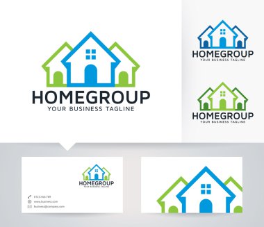 Ev topluluk vektör logosu ile kartvizit şablonu