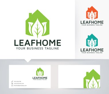 Yaprak ev vektör logo kartvizit şablonu ile