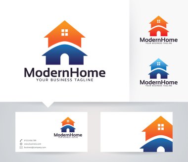 Modern ev vektör logosu ile kartvizit şablonu