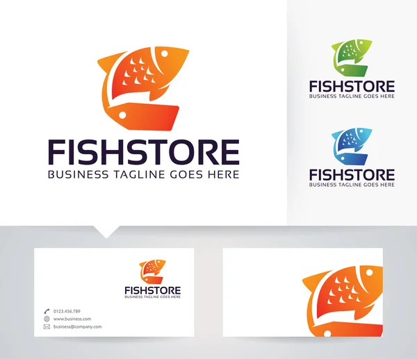 Logotipo de vetor Fish Store com modelo de cartão de visita — Vetor de Stock
