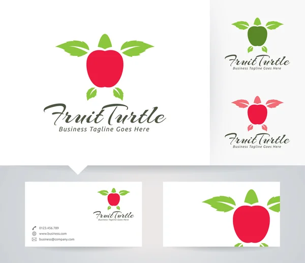 Logotipo de vector de tortuga de fruta con plantilla de tarjeta de visita — Vector de stock