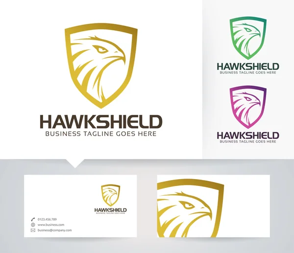 Hawk Shield logotipo do vetor com modelo de cartão de visita — Vetor de Stock