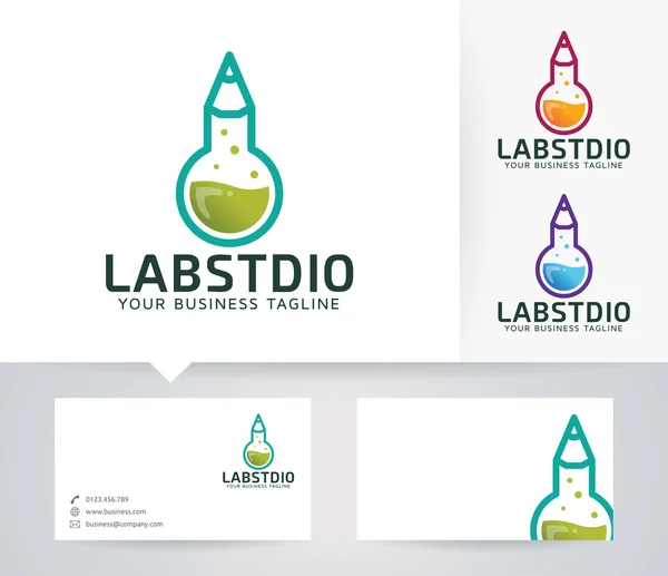 Lab Studio logotipo do vetor com modelo de cartão de visita — Vetor de Stock