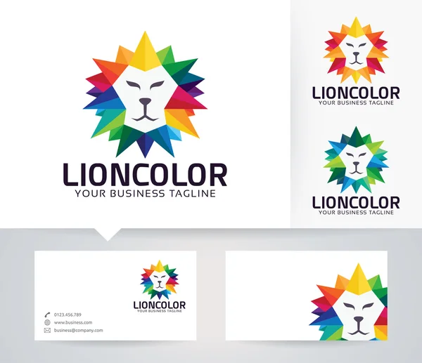 Logo vectoriel Lion Color avec modèle de carte de visite — Image vectorielle