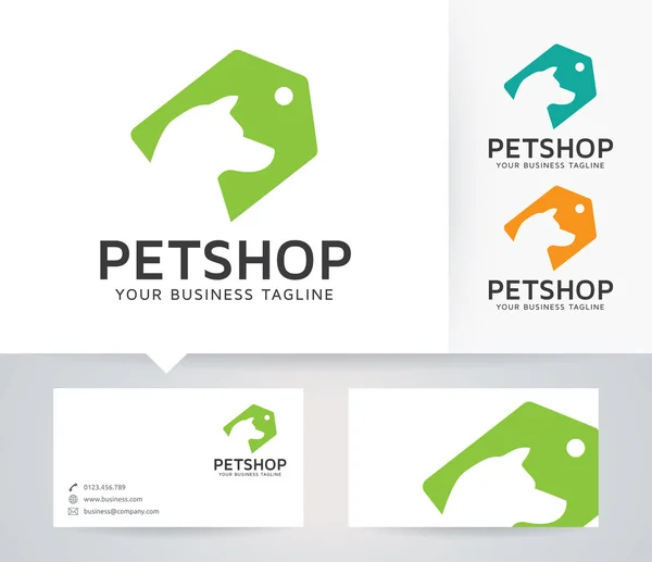 Logotipo vetorial Pet Shop com modelo de cartão de visita — Vetor de Stock