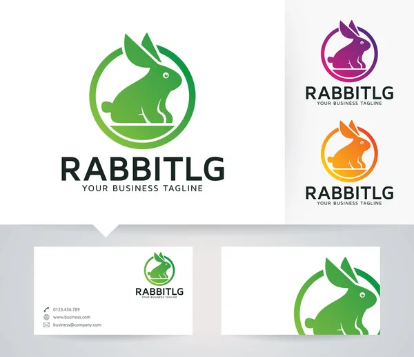Logo vectoriel lapin avec modèle de carte de visite — Image vectorielle