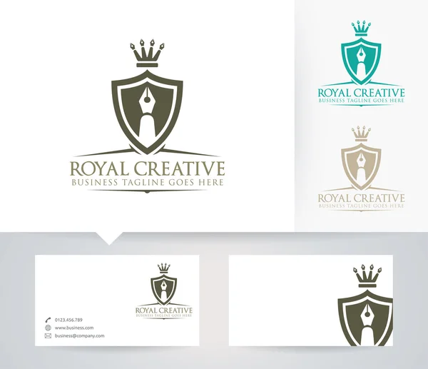 Logo Royal Creative vector con plantilla de tarjeta de visita — Vector de stock