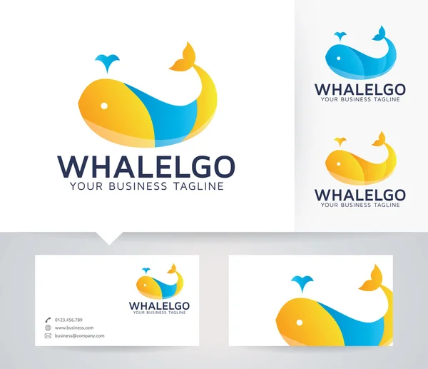 Logo vectoriel baleine avec modèle de carte de visite — Image vectorielle