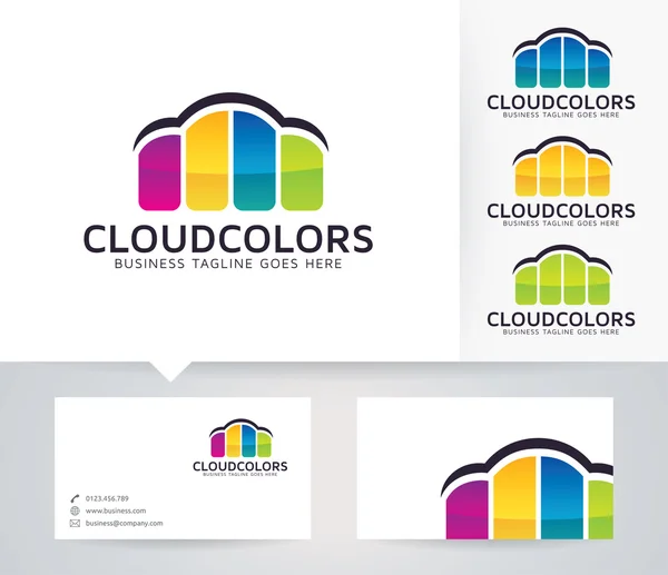 Векторный логотип Cloud Colors с шаблоном визитной карточки — стоковый вектор