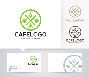Alternatif renkler ve kartvizit şablonu ile Cafe vektör logosu