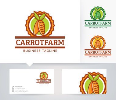 Alternatif renkler ve kartvizit şablonu ile Havuç Çiftliği vektör logosu
