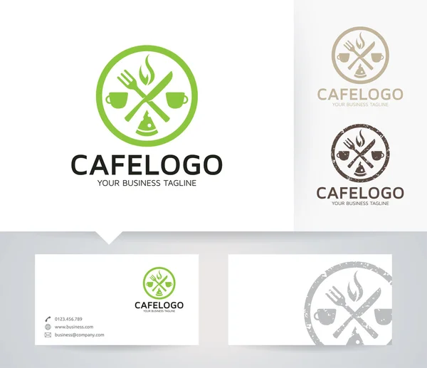 Logo vettoriale Cafe con colori alternativi e modello di biglietto da visita — Vettoriale Stock