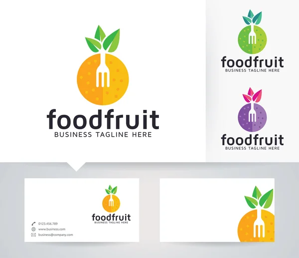 Alternatif renkler ve kartvizit şablonu ile Gıda Meyve vektör logosu