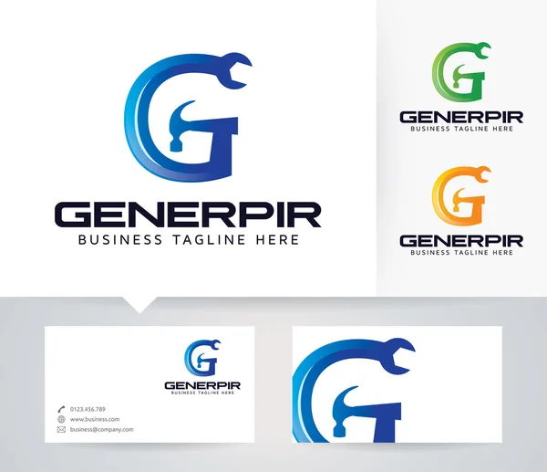 Reparación de genes - Letra G vector logo con colores alternativos y plantilla de tarjeta de visita — Archivo Imágenes Vectoriales