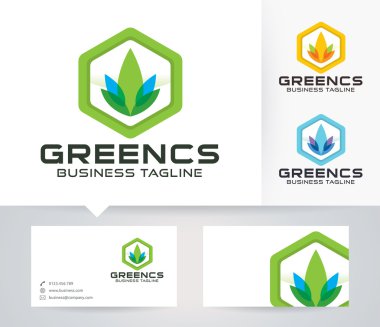 Alternatif renkler ve kartvizit şablonu ile Yeşil Consult vektör logosu