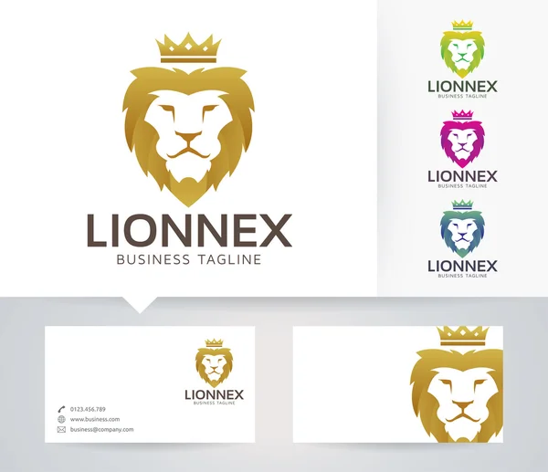 Lion Nex vector logo met alternatieve kleuren en visitekaartje template — Stockvector