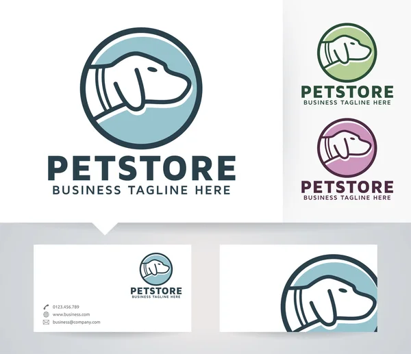 Logotipo vetorial Pet Store com cores alternativas e modelo de cartão de visita — Vetor de Stock