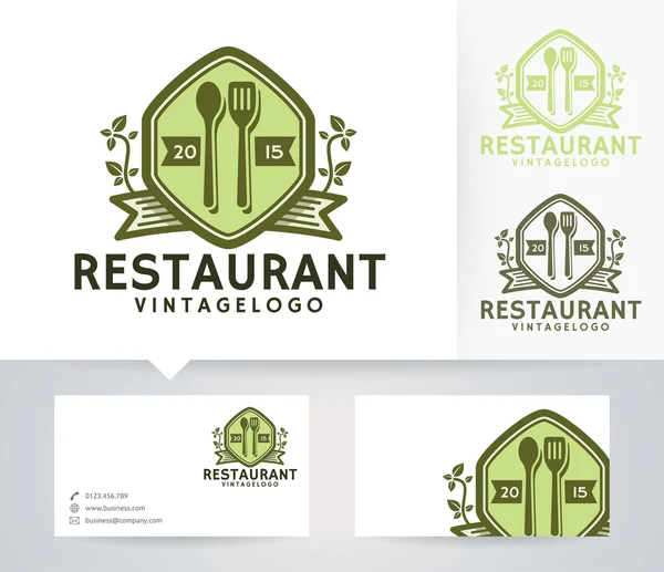 Restaurant Vintage vector logo with alternative colors and business card template — Stock Vector