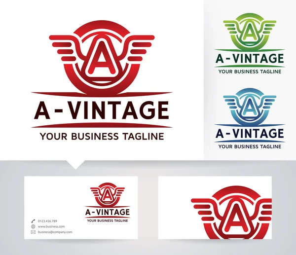 Carta Vintage Um logotipo vetorial com cores alternativas e modelo de cartão de visita — Vetor de Stock