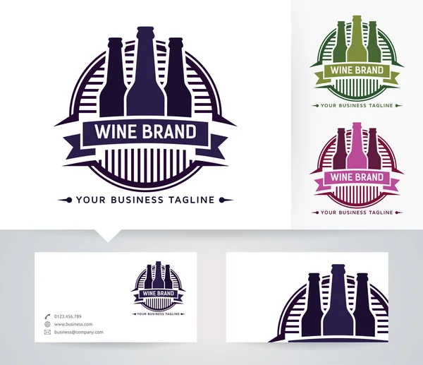 Κρασί μάρκα λογότυπο φορέα με εναλλακτικό πρότυπο χρώματα και την επαγγελματική κάρτα — Διανυσματικό Αρχείο
