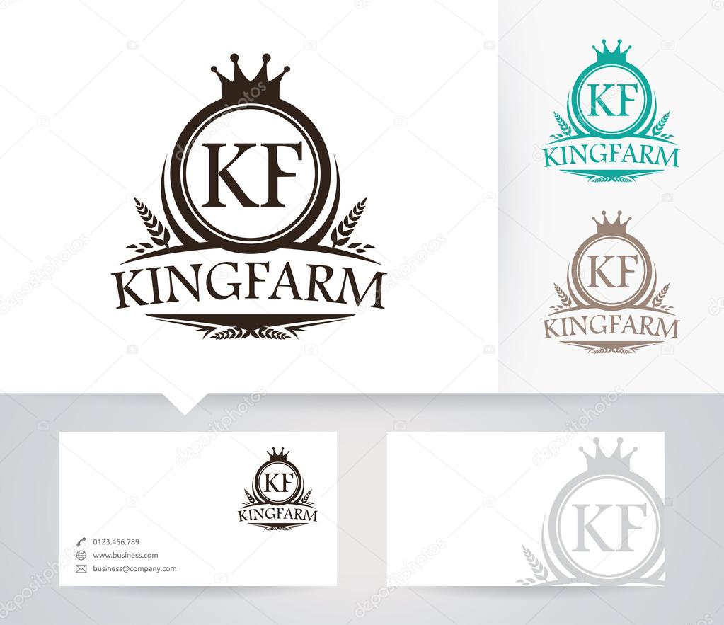King Farm vector logo with alternative colors and business card template