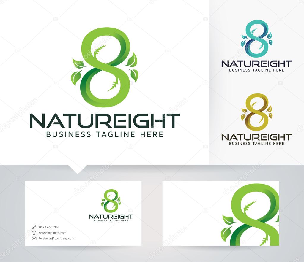 Infinity Nature Eight vector logo with alternative colors and business card template