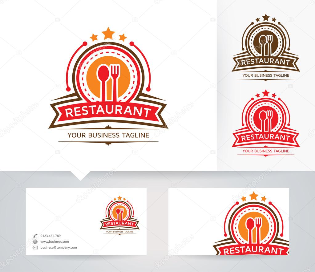 Logotipo vetor restaurante com cores alternativas e modelo de cartão de  visita Vetor de ©Fand Studio 116605384, image size:1023x883