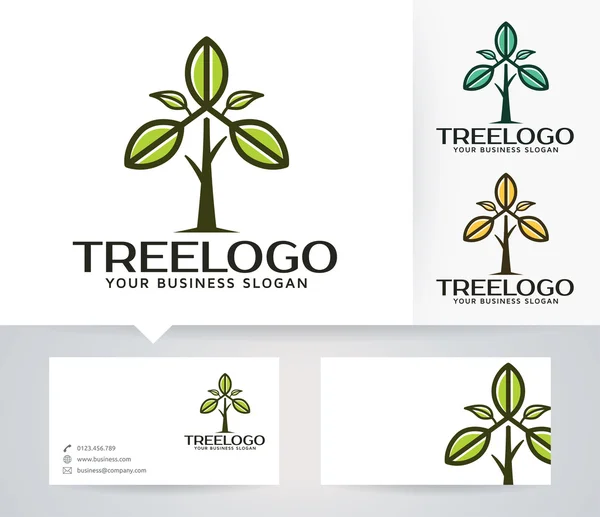 Logo vectoriel Tree Leaf avec couleurs alternatives et modèle de carte de visite — Image vectorielle