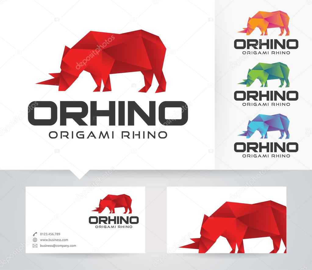 Origami Rhino, Vector logo template
