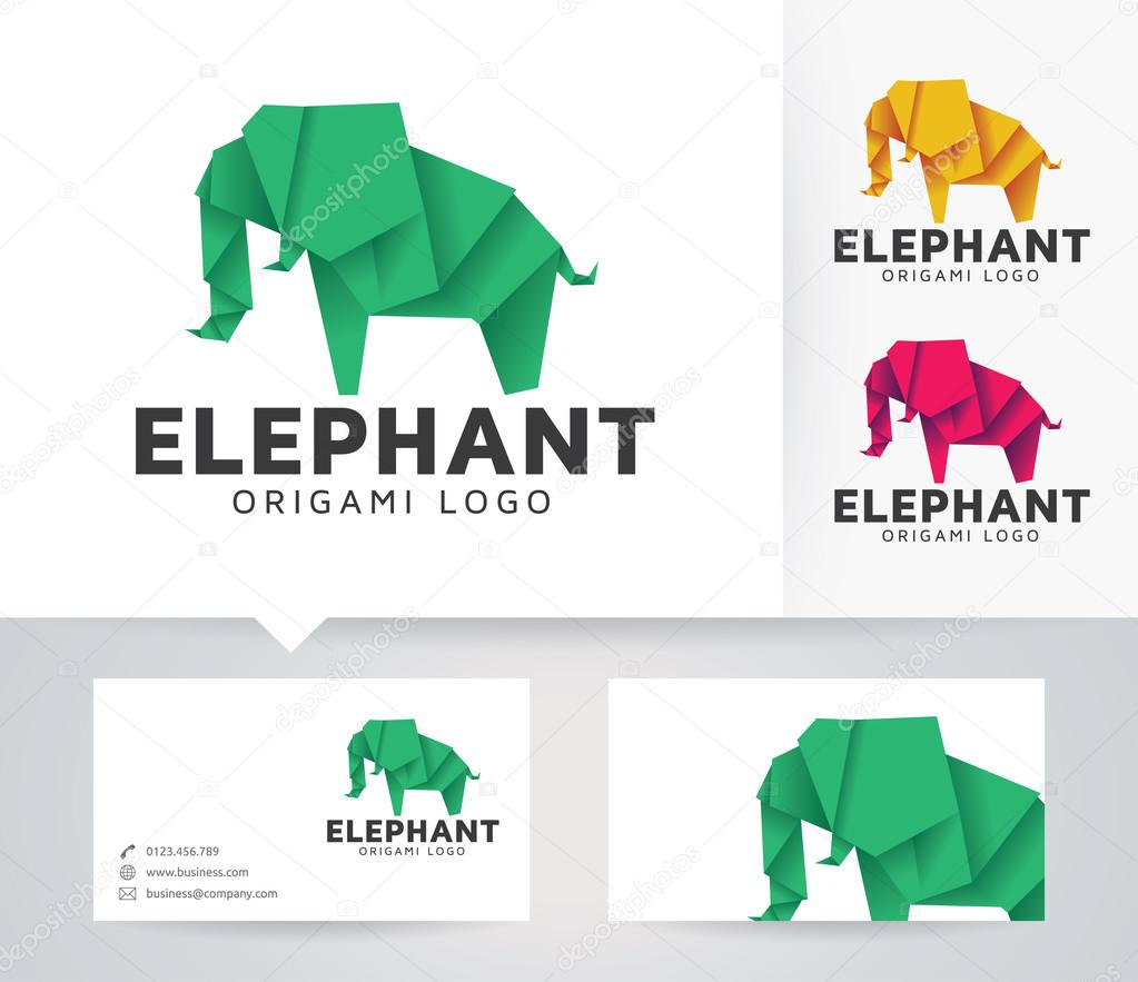 Elephant Origami, Vector logo template