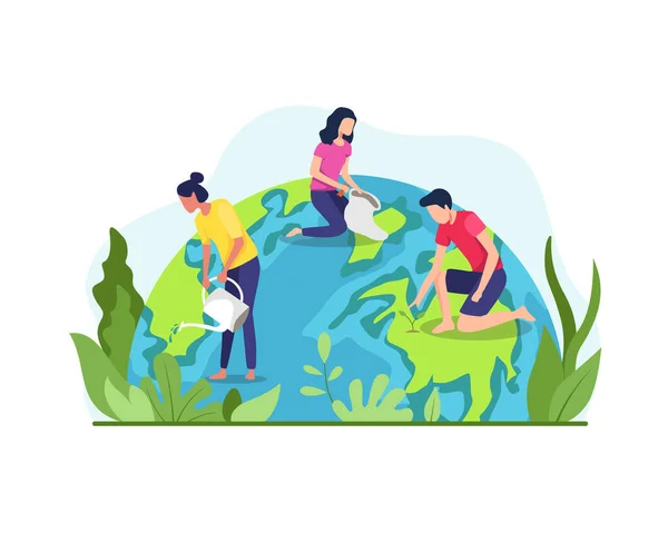 Vector Illustration Planet Earth Concept Earth Day Vector Environmental Protection — Stock Vector